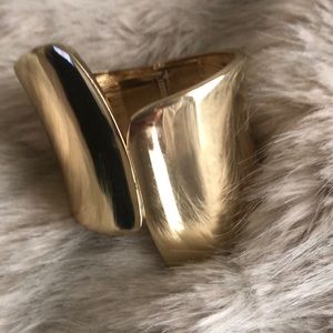 Wide gold adjustable bangle